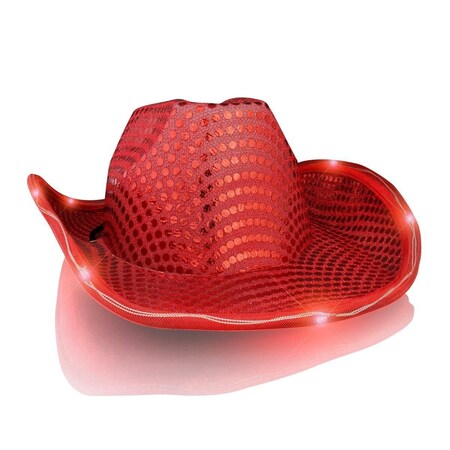Blinkee Holiday Seasonal Decorative LED Flashing Cowboy Hat with Red Sequins